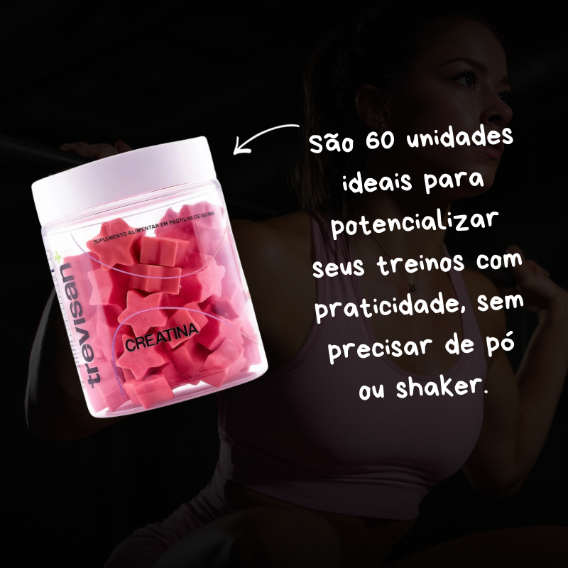 Creatina Sabor Frutas Vermelhas 60 Gomas Fitness Trevisan+